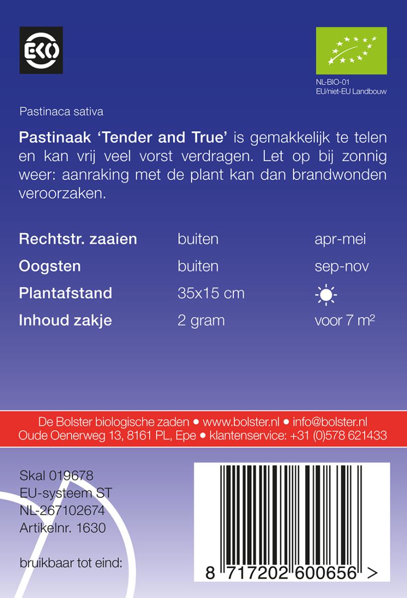 Pastinaak “Tender and True” De Bolster